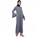 Casual A-line abaya with bell sleeves- Grey Casual A-line abaya with bell sleeves- Grey
